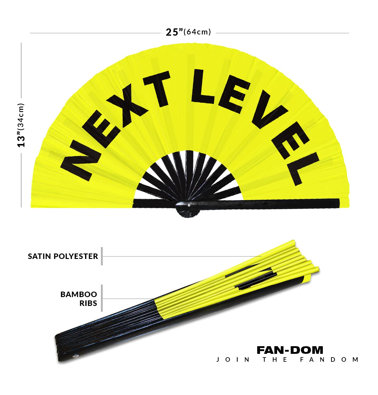 Next Level hand fan foldable bamboo circuit hand fan funny gag slang words expressions statement gifts Festival accessories Rave handheld Circuit event fan Clack fans (Yellow)