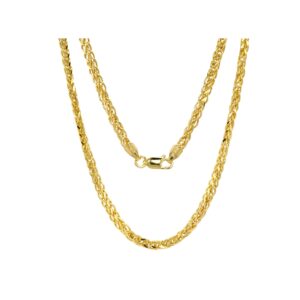 JEWELHEART 14K Gold Square Wheat Chain 4.5mm Braided Yellow Gold Necklace Real Gold Chains For Men Diamond Cut Gold Chain Necklace For Women with Lobster Clasp 24"