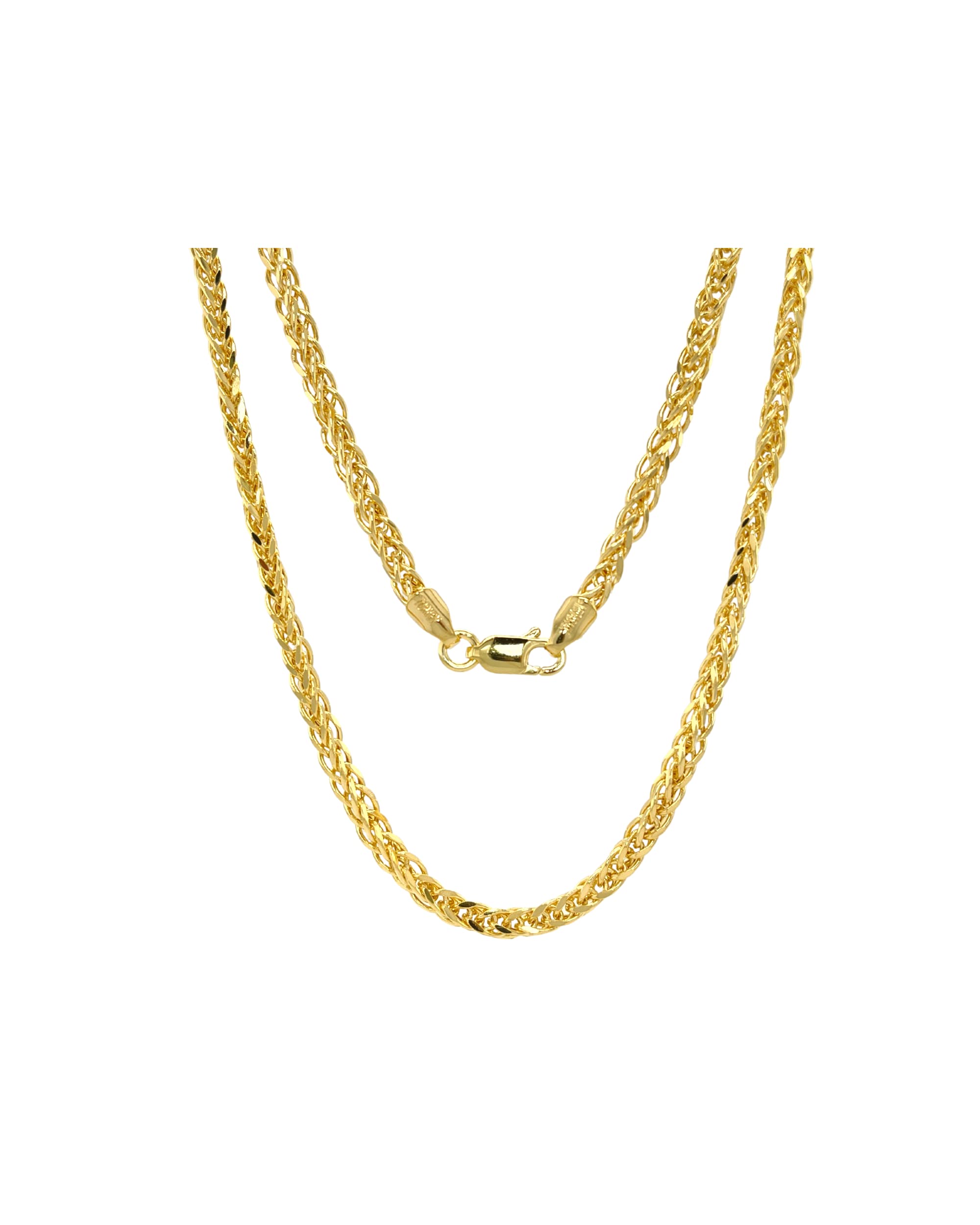 JEWELHEART 14K Gold Square Wheat Chain 4.5mm Braided Yellow Gold Necklace Real Gold Chains For Men Diamond Cut Gold Chain Necklace For Women with Lobster Clasp 24"