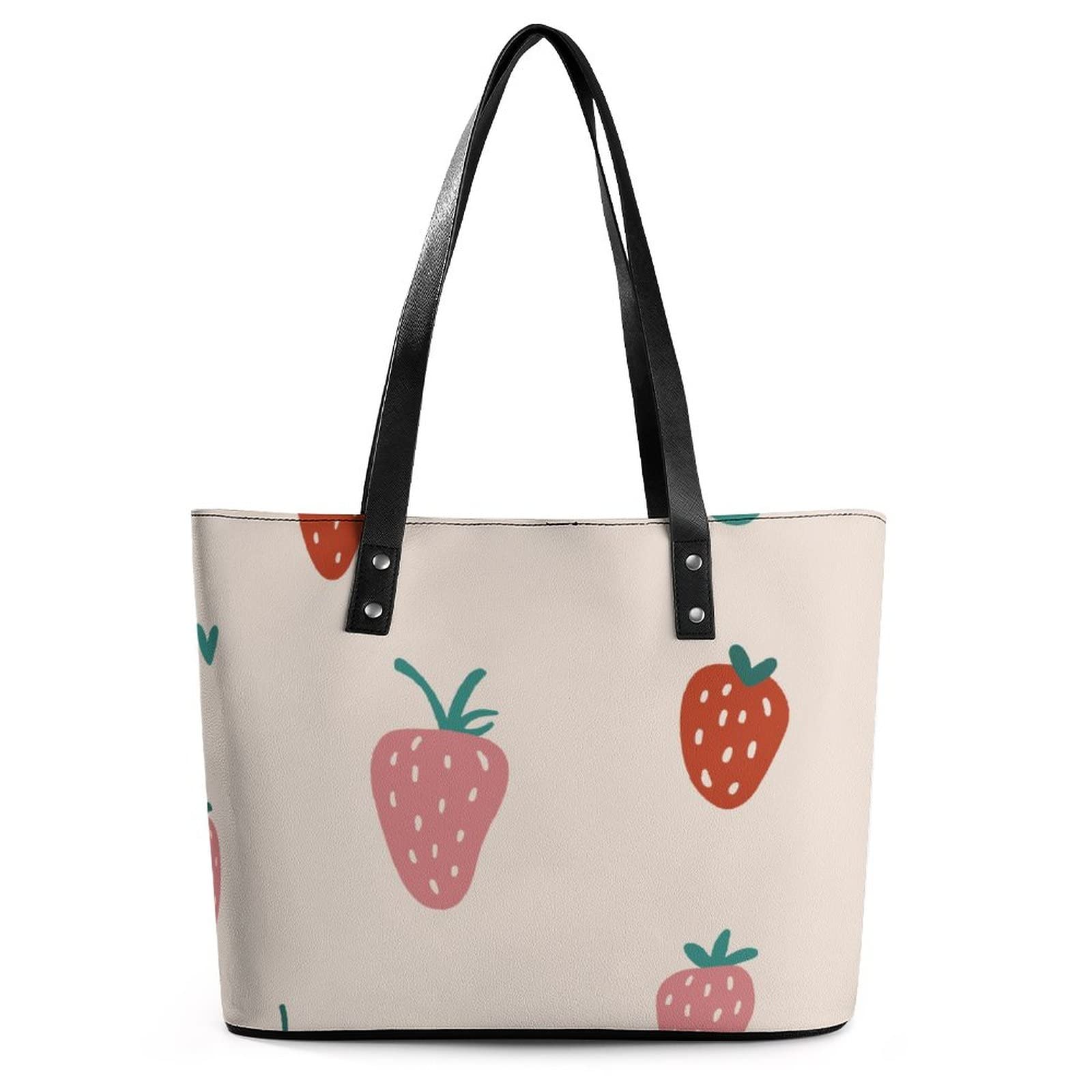 Womens Handbag Strawberry Fruit Berry Pattern Leather Tote Bag Top Handle Satchel Bags For Lady