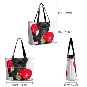 Womens Handbag French Bulldog Leather Tote Bag Top Handle Satchel Bags For Lady