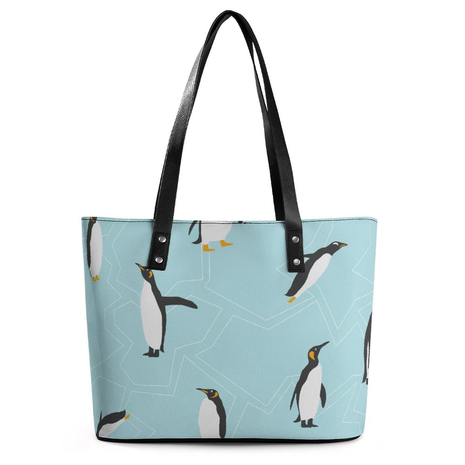 Womens Handbag Penguin Birds Leather Tote Bag Top Handle Satchel Bags For Lady