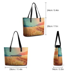 Womens Handbag Grass Sunlight Landscape Leather Tote Bag Top Handle Satchel Bags For Lady