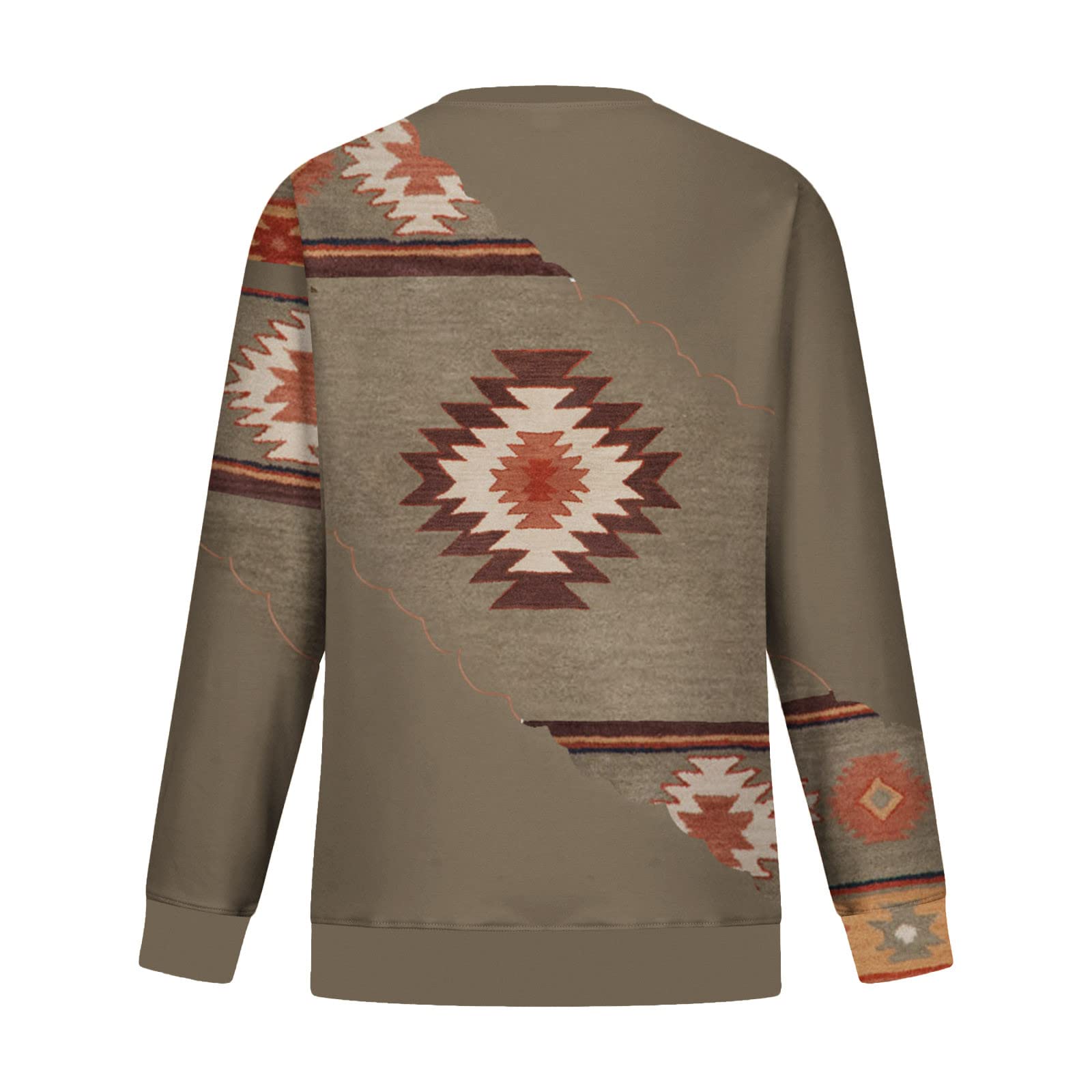 Womens Aztec Print Sweatshirts, Aztec Sweatshirt for Women, Long Sleeve Crewneck Retro Western Ethnic Pullover Tops Ladies Loose Fit Geometric Printed Casual Blouse Shirts