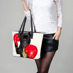 Womens Handbag French Bulldog Leather Tote Bag Top Handle Satchel Bags For Lady