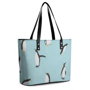 Womens Handbag Penguin Birds Leather Tote Bag Top Handle Satchel Bags For Lady