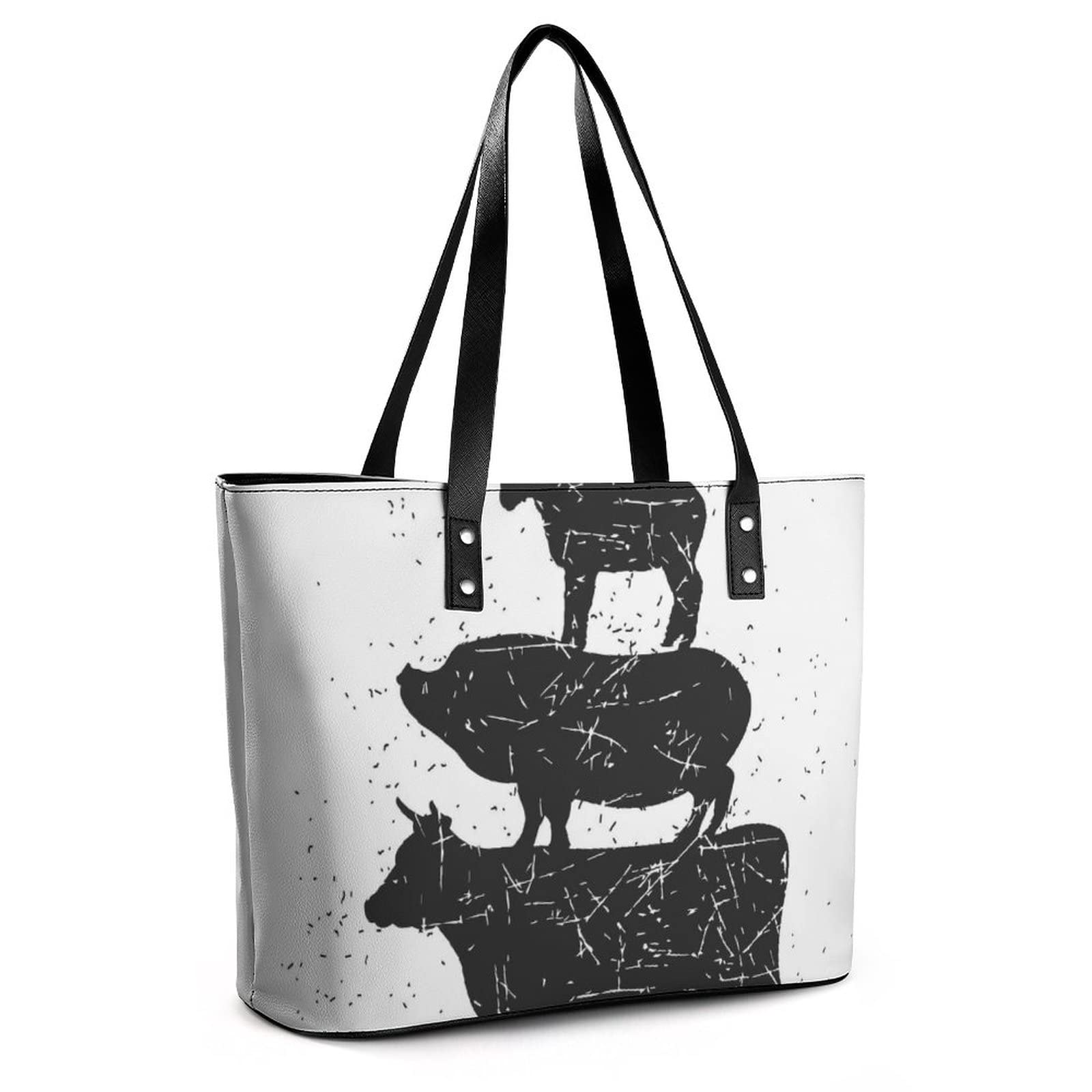 Womens Handbag Farm Animals Leather Tote Bag Top Handle Satchel Bags For Lady