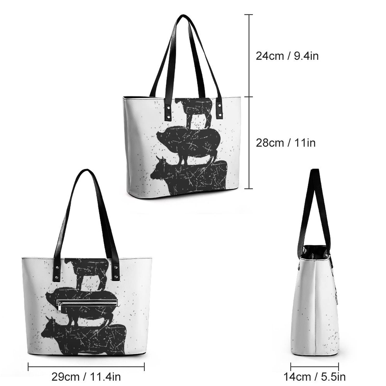 Womens Handbag Farm Animals Leather Tote Bag Top Handle Satchel Bags For Lady