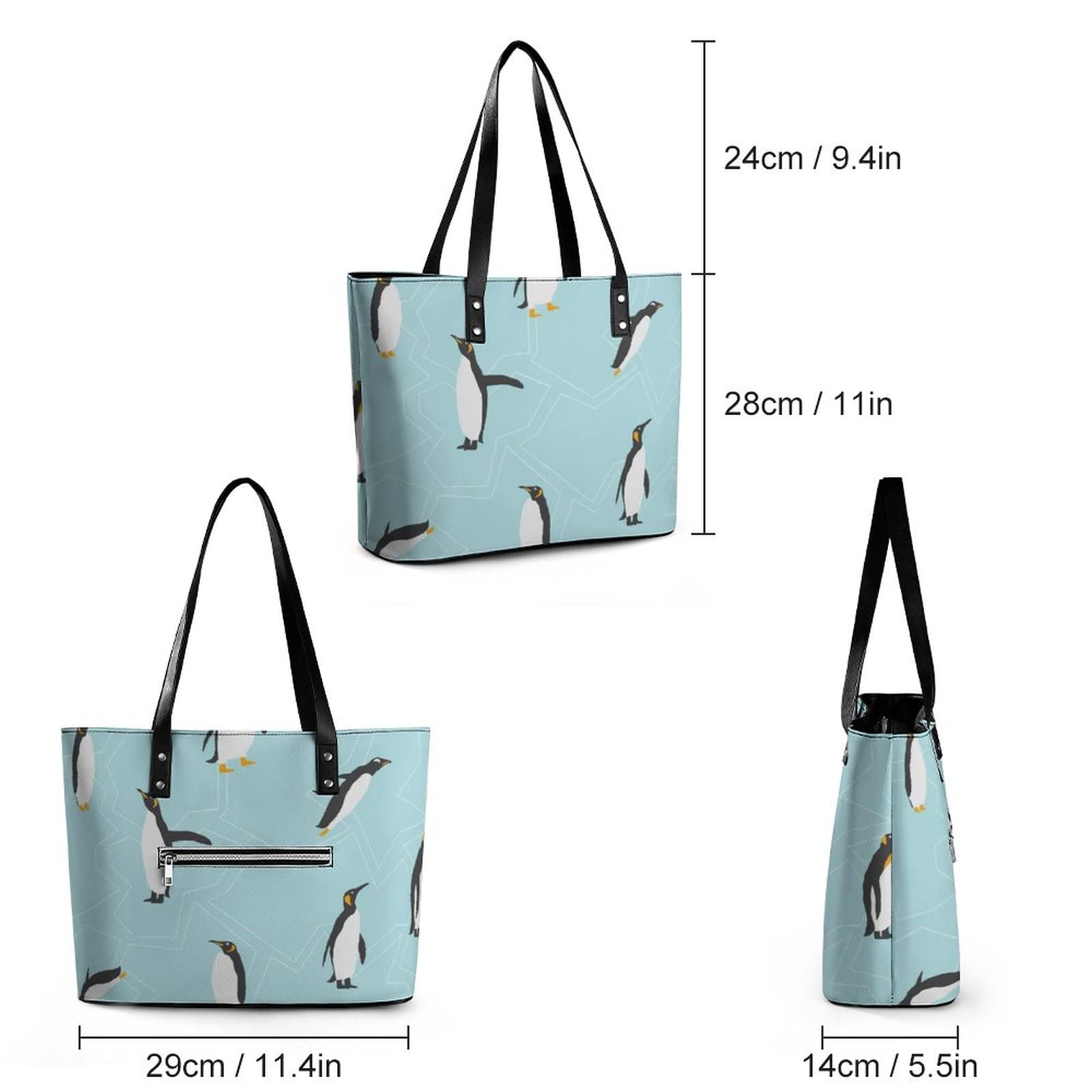 Womens Handbag Penguin Birds Leather Tote Bag Top Handle Satchel Bags For Lady