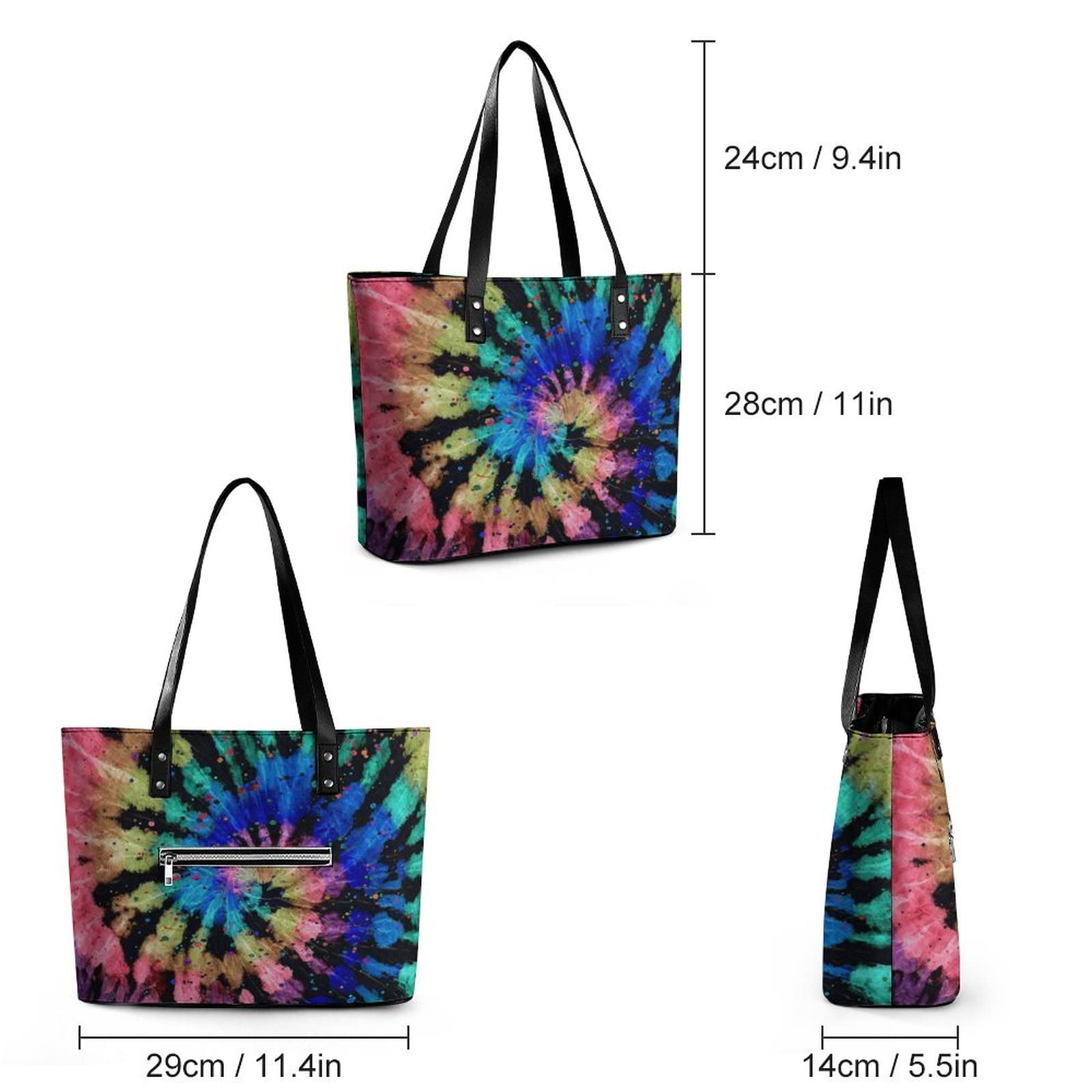 Womens Handbag Tie Dye Pattern Leather Tote Bag Top Handle Satchel Bags For Lady