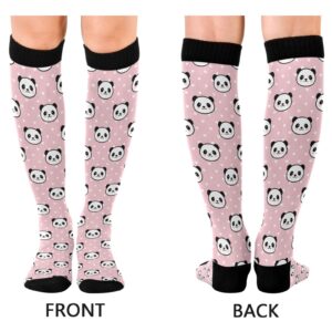 Kigai 1 Pair Cute Pink Panda Compression Socks 20-30mmHg Knee High Women Socks Tube Athletic Stockings for Men Sport Soccer Running Cycling Medical Nurse Winter Travel