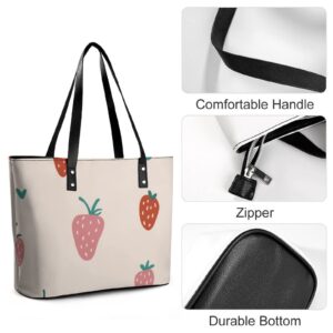 Womens Handbag Strawberry Fruit Berry Pattern Leather Tote Bag Top Handle Satchel Bags For Lady