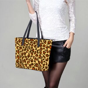 Womens Handbag Leopard Skin Texture Leather Tote Bag Top Handle Satchel Bags For Lady