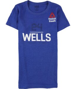 reebok womens 24 wells 2018 graphic t-shirt, blue, small