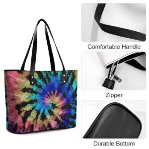 Womens Handbag Tie Dye Pattern Leather Tote Bag Top Handle Satchel Bags For Lady