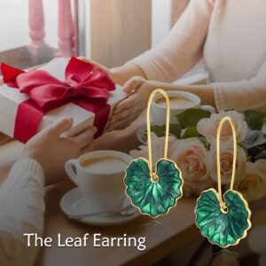 YFN Bohemian Green Leaf Earrings Drop Earrings for Women, Enamel Hoop Earrings Jewelry for Women, Leaves Plant Pendant Drop Dangle Earrings for Teen Girls, Women