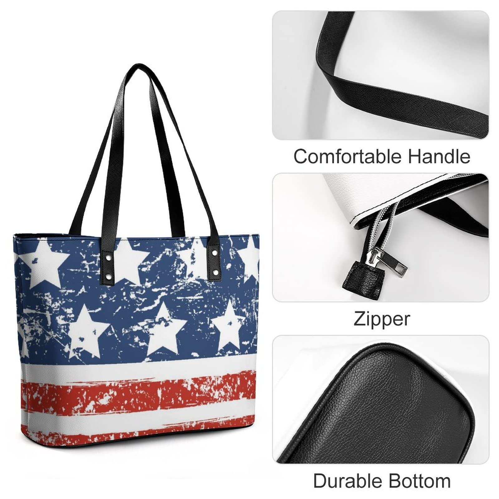 Womens Handbag American Flag Leather Tote Bag Top Handle Satchel Bags For Lady