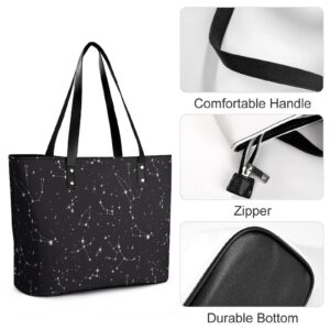 Womens Handbag Constellation Stars Pattern Leather Tote Bag Top Handle Satchel Bags For Lady