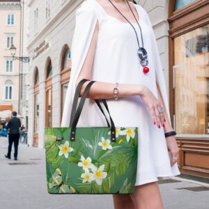 Womens Handbag Dragonflies Flowers Leather Tote Bag Top Handle Satchel Bags For Lady