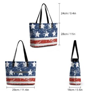 Womens Handbag American Flag Leather Tote Bag Top Handle Satchel Bags For Lady