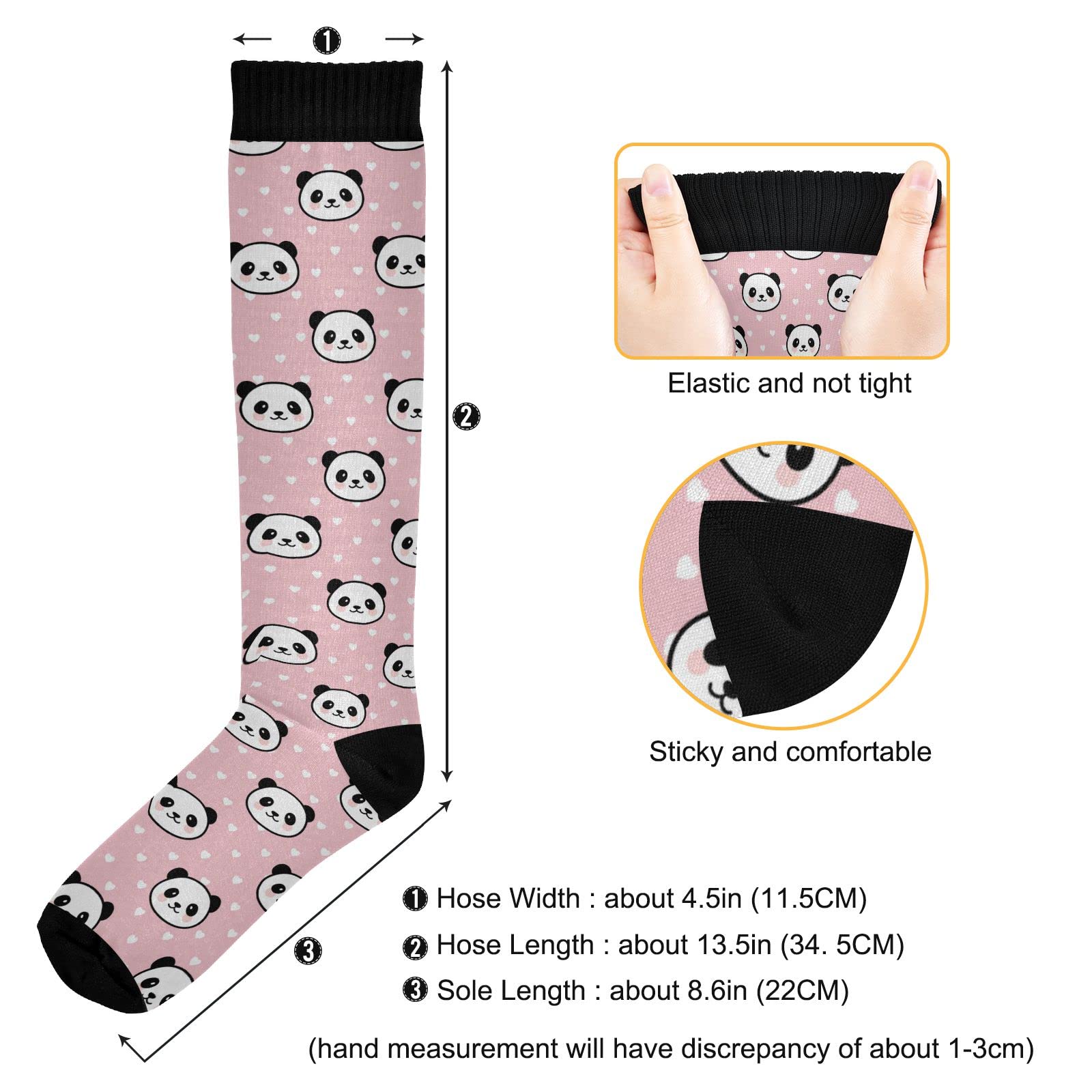 Kigai 1 Pair Cute Pink Panda Compression Socks 20-30mmHg Knee High Women Socks Tube Athletic Stockings for Men Sport Soccer Running Cycling Medical Nurse Winter Travel