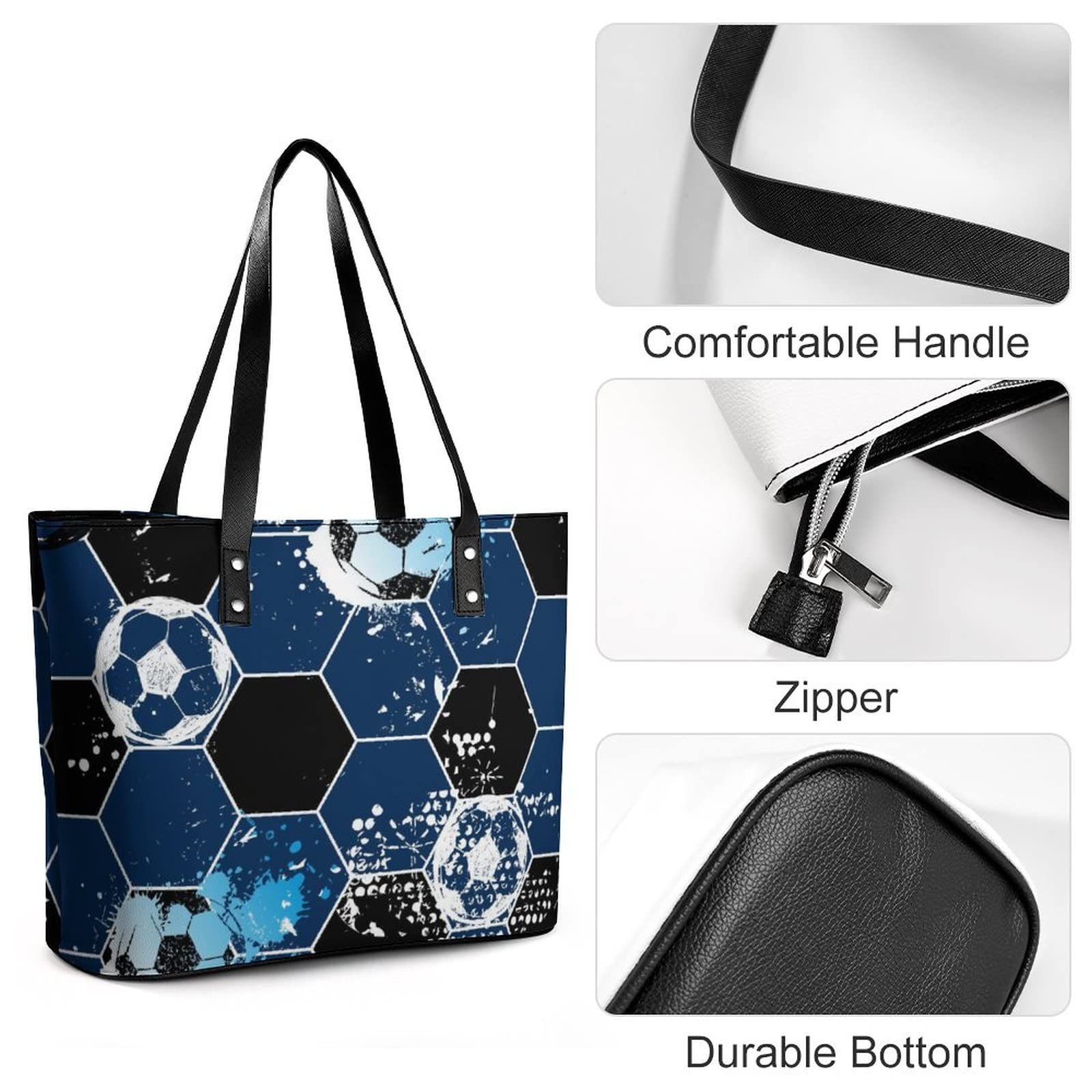 Womens Handbag Football Sport Pattern Leather Tote Bag Top Handle Satchel Bags For Lady