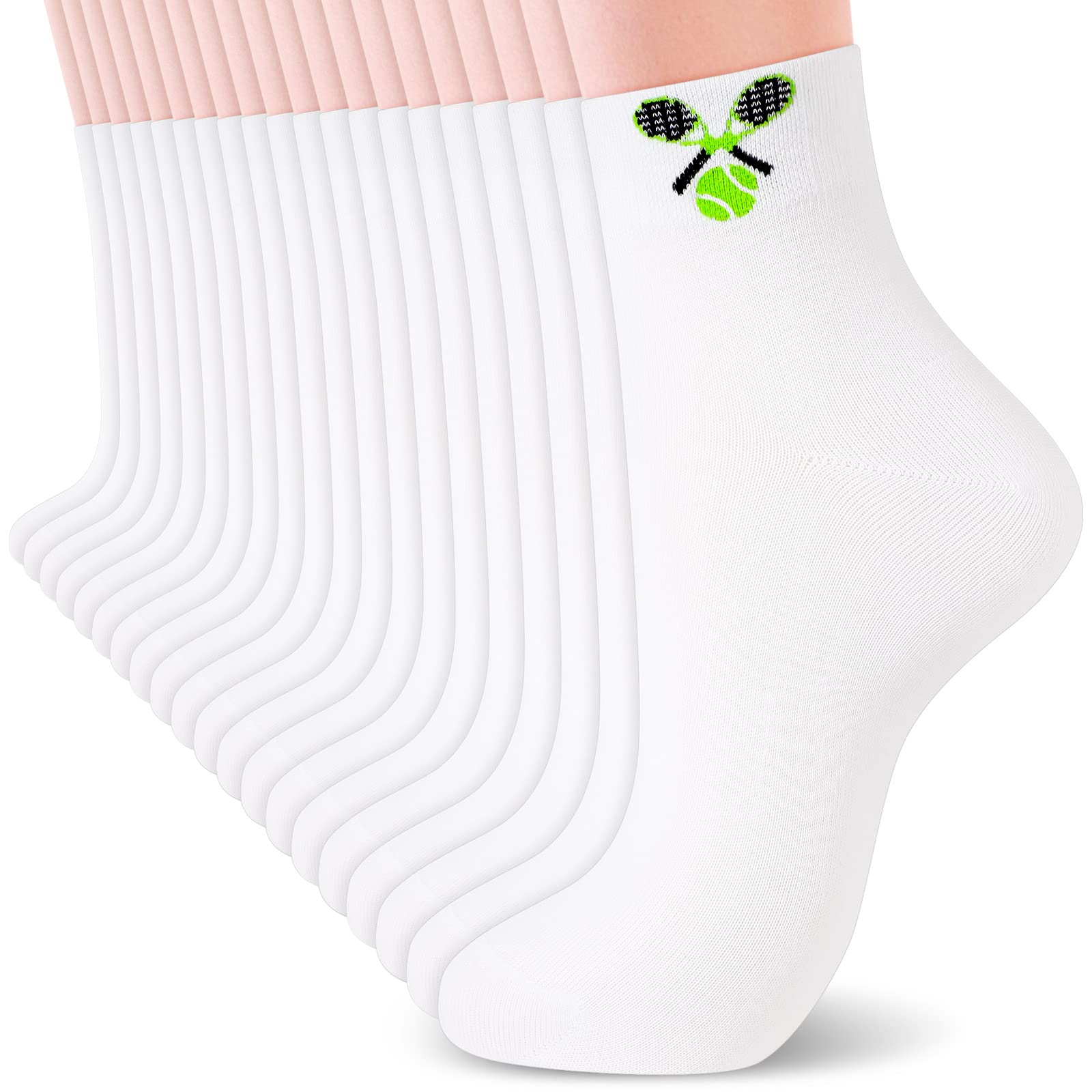 Sintege 10 Pairs Tennis Socks Women Novelty Tennis Ankle Socks White Tennis Crew Socks Tennis Accessories for Women Tennis Lovers Gifts