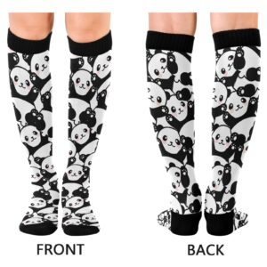 Kigai 1 Pair Cute Panda Compression Socks 20-30mmHg Knee High Women Socks Tube Athletic Stockings for Men Sport Soccer Running Cycling Medical Nurse Winter Travel