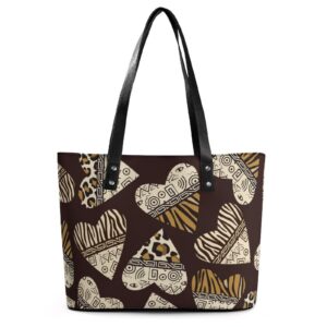 womens handbag animal skin hearts pattern leather tote bag top handle satchel bags for lady