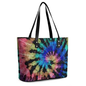 Womens Handbag Tie Dye Pattern Leather Tote Bag Top Handle Satchel Bags For Lady