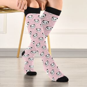 Kigai 1 Pair Cute Pink Panda Compression Socks 20-30mmHg Knee High Women Socks Tube Athletic Stockings for Men Sport Soccer Running Cycling Medical Nurse Winter Travel