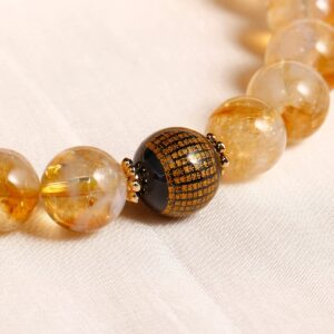 Jewever Geniune Natural Quartz Beaded Bracelet for Women Agate Sutra Beads Amulet Bracelet Stretch Healing Crystals and Gemstones Gifts for Jewelry (Citrine)