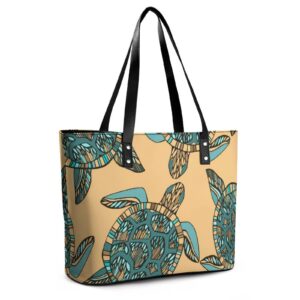 Womens Handbag Sea Turtles Leather Tote Bag Top Handle Satchel Bags For Lady