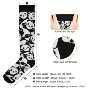 Kigai 1 Pair Cute Panda Compression Socks 20-30mmHg Knee High Women Socks Tube Athletic Stockings for Men Sport Soccer Running Cycling Medical Nurse Winter Travel