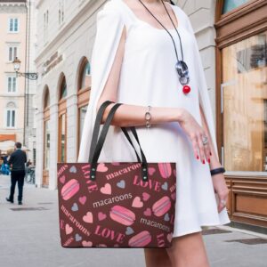 Womens Handbag Hearts And Love Pink Pattern Leather Tote Bag Top Handle Satchel Bags For Lady