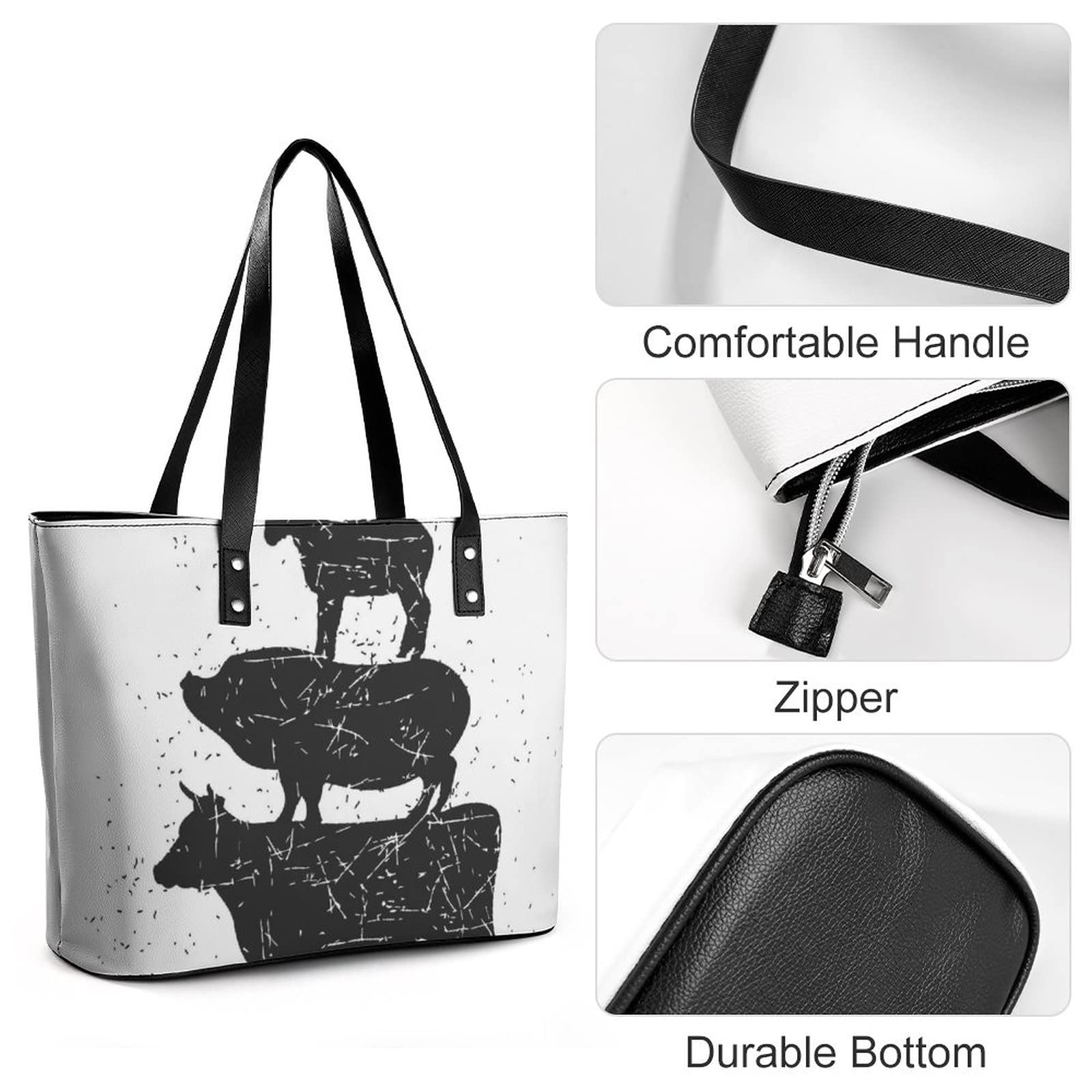 Womens Handbag Farm Animals Leather Tote Bag Top Handle Satchel Bags For Lady