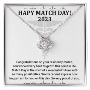 happy match day 2023, congrats on matching, residency match day party medical school graduation gifts (love knot necklace)