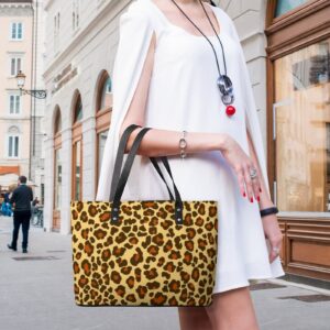 Womens Handbag Leopard Skin Texture Leather Tote Bag Top Handle Satchel Bags For Lady