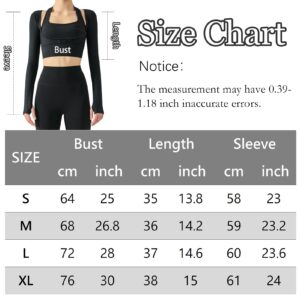 SEAUR Womens Yoga Crop Top Slim Fit Workout Top Cropped Long Sleeve Gym Top Stretch Cutout Yoga Sports Tee Long Sleeve Crop Top T Shirts XL Black