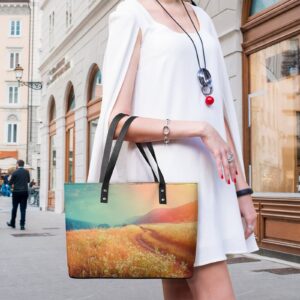 Womens Handbag Grass Sunlight Landscape Leather Tote Bag Top Handle Satchel Bags For Lady