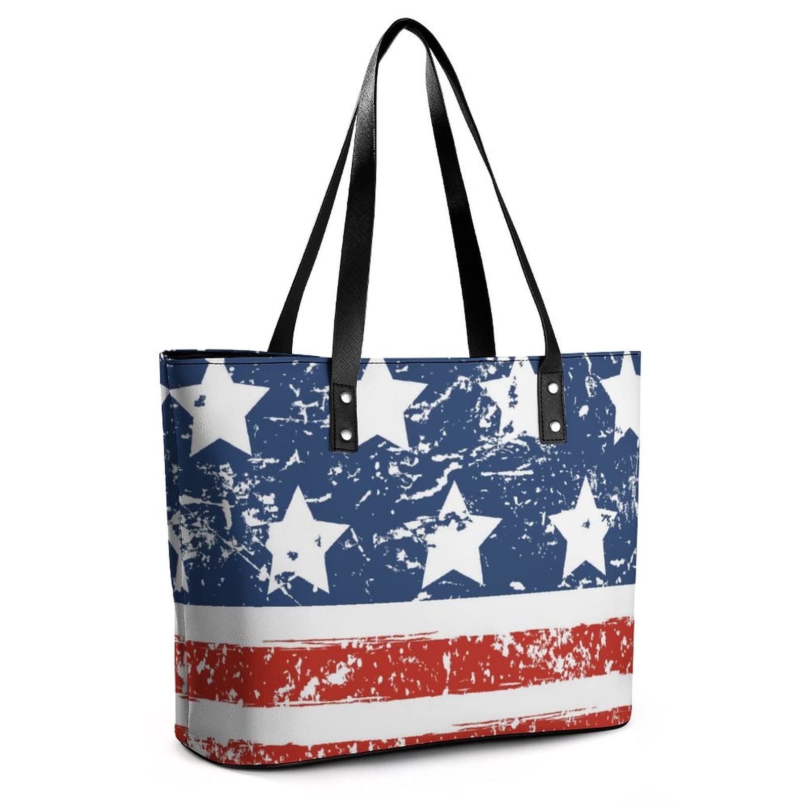 Womens Handbag American Flag Leather Tote Bag Top Handle Satchel Bags For Lady