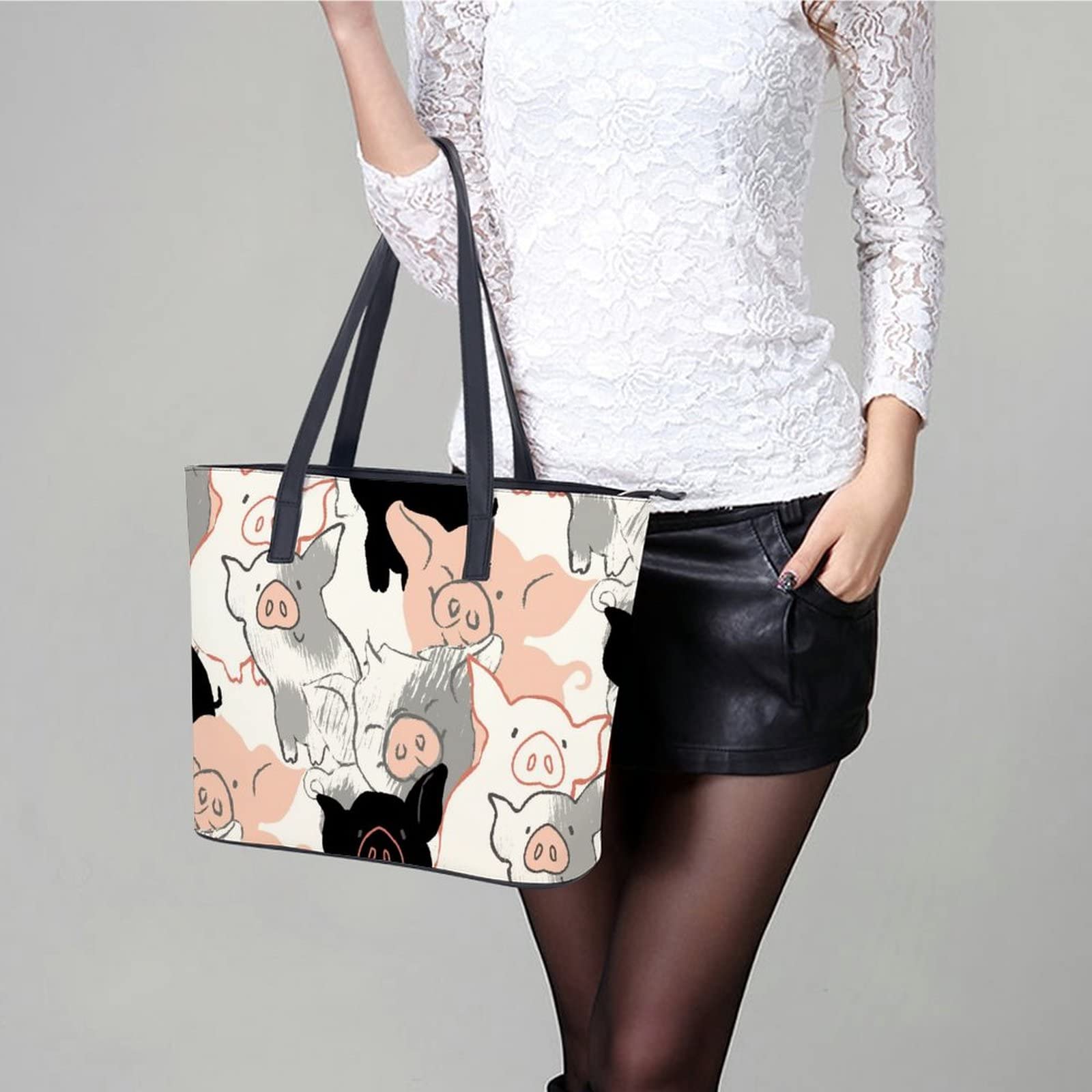 Womens Handbag Pigs Leather Tote Bag Top Handle Satchel Bags For Lady