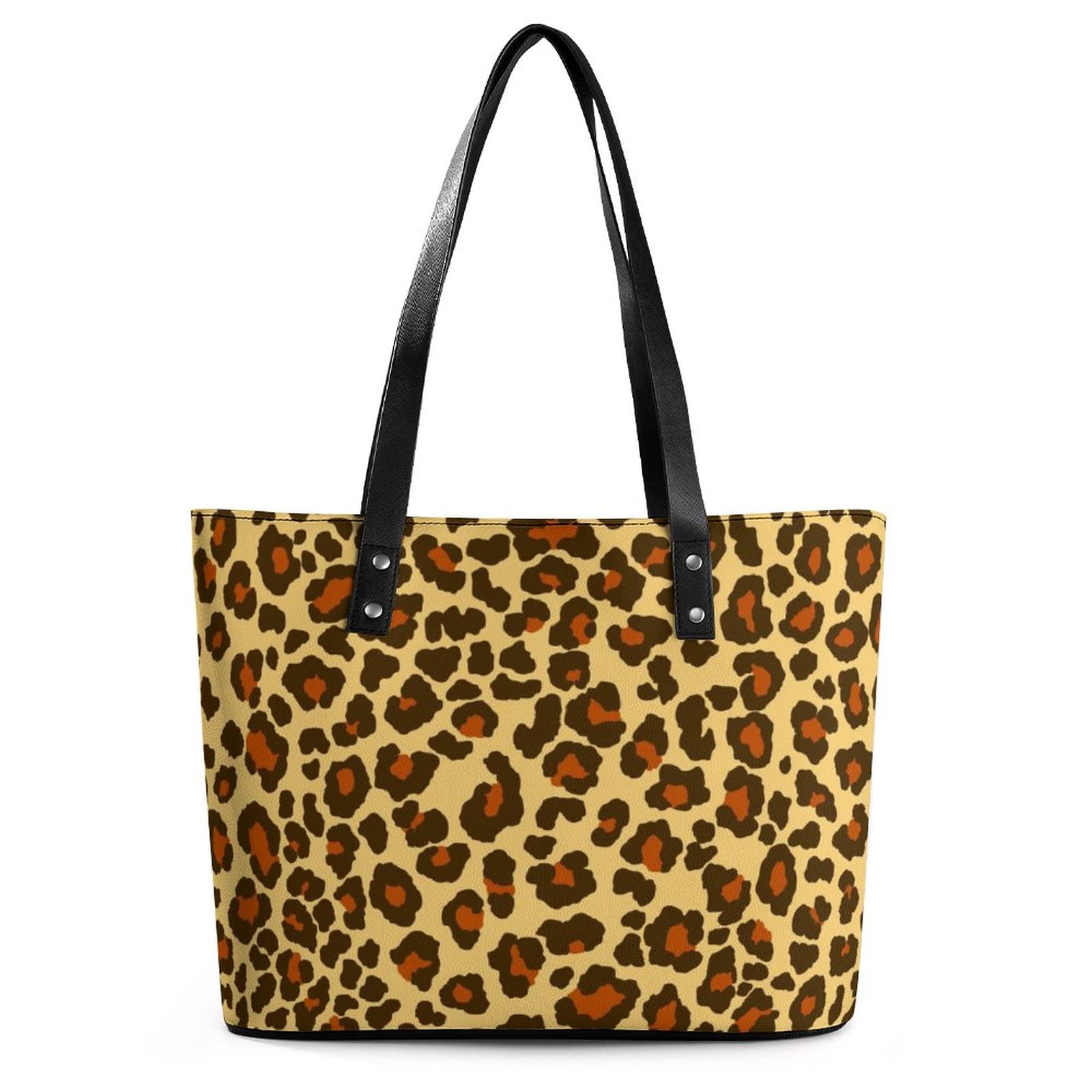 Womens Handbag Leopard Skin Texture Leather Tote Bag Top Handle Satchel Bags For Lady