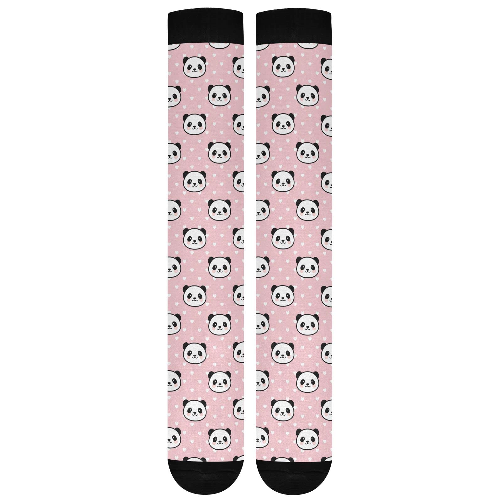 Kigai 1 Pair Cute Pink Panda Compression Socks 20-30mmHg Knee High Women Socks Tube Athletic Stockings for Men Sport Soccer Running Cycling Medical Nurse Winter Travel