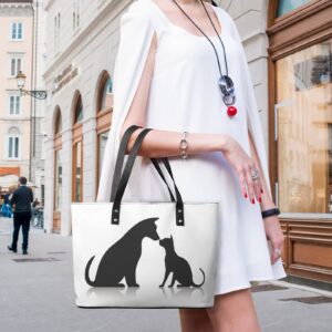 Womens Handbag Cats Animal Dog Leather Tote Bag Top Handle Satchel Bags For Lady