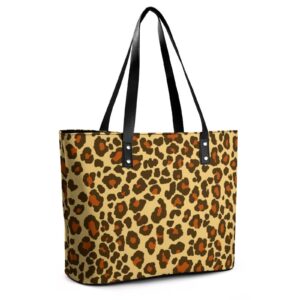 Womens Handbag Leopard Skin Texture Leather Tote Bag Top Handle Satchel Bags For Lady