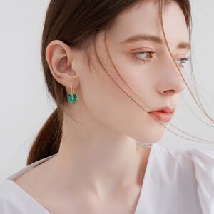 YFN Bohemian Green Leaf Earrings Drop Earrings for Women, Enamel Hoop Earrings Jewelry for Women, Leaves Plant Pendant Drop Dangle Earrings for Teen Girls, Women