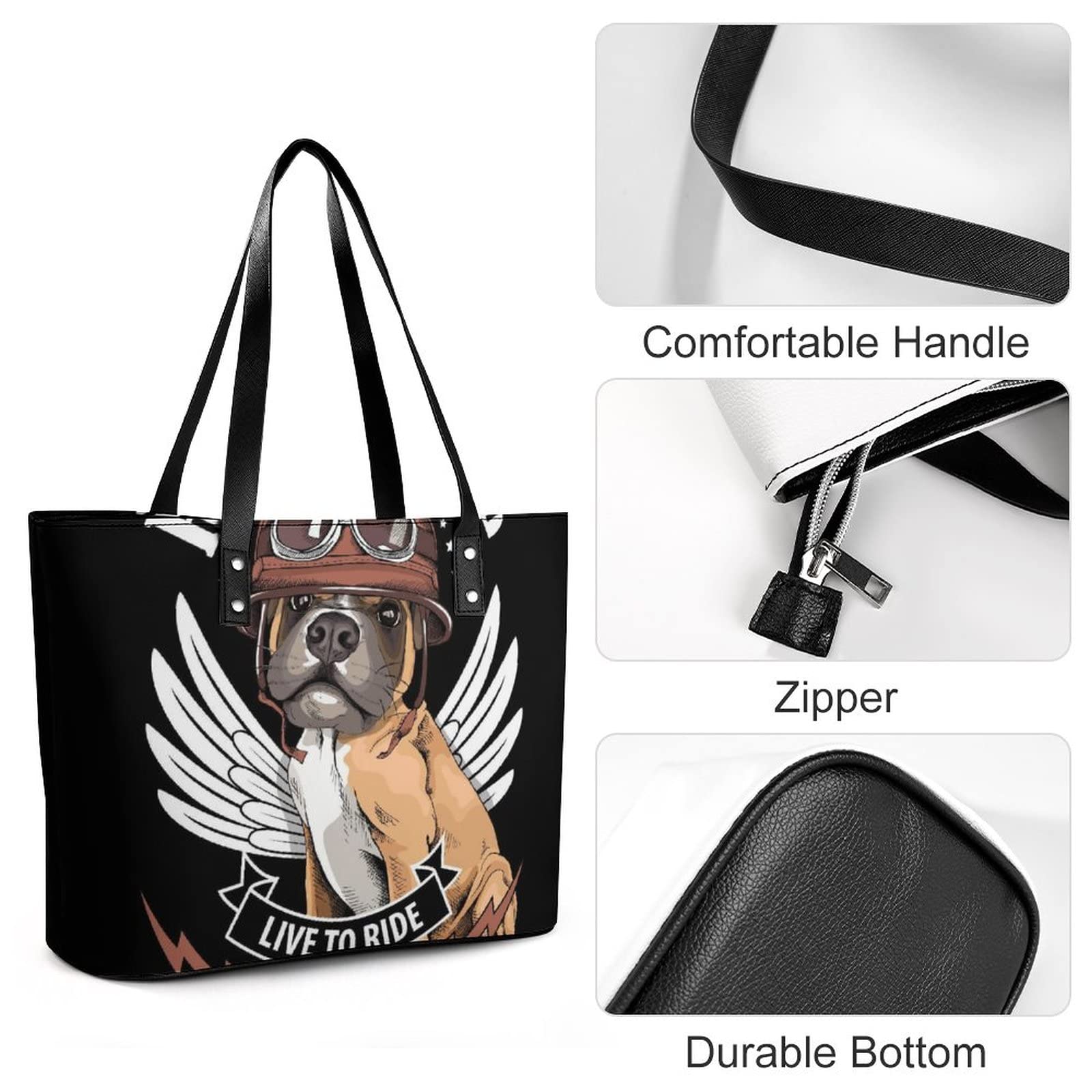 Womens Handbag Boxer Dog Leather Tote Bag Top Handle Satchel Bags For Lady