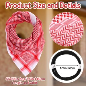 Hoolerry Arab Shemagh Muslim Keffiyeh Head Wrap Scarf Arabic Tactical Desert Headwear with Aqel Rope Halloween Costume Accessories(Red)