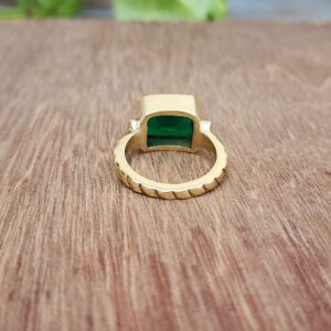 Gold Emerald Statement Ring, 925 Solid Sterling Silver Ring, Square Emerald Signet Ring, Women Ring, Men Ring, Gift Ring, Green Gemstone Ring (Sterling Silver, 8)